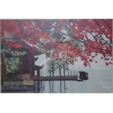 机绣_西湖风景刺绣画_西湖风景装饰画_精装软裱_非苏绣