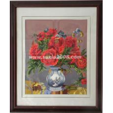 苏绣成品牡丹花瓶_刺绣牡丹花瓶_手工刺绣_苏州刺绣