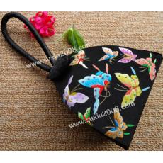 苏绣手提包蝴蝶款_时尚手提包_手工绣花包_丝绒绣花包