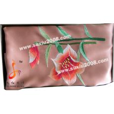 苏绣围巾黄色百合款_苏绣精品_真丝纯手工绣花围巾