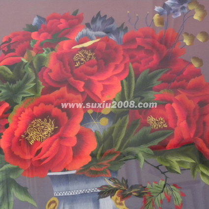 苏绣牡丹花瓶1