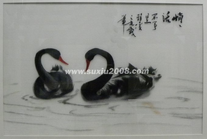 苏绣成品情侣鹅